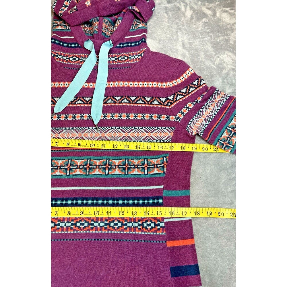 Smartwool NEW womens hooded wool knee length colorful sweater dress Medium - Picture 5 of 7